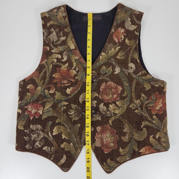 Vintage L. O'Neill Design Women's Floral Tapestry Vest No Size Tag (approx sz S) - Picture 7 of 7